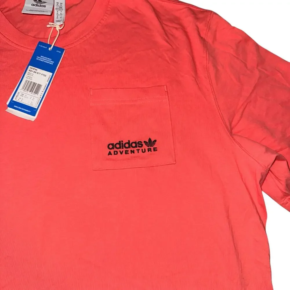 Adidas Original Adventure Boston Marathon Butterfly Pocket Tee Coral XL New